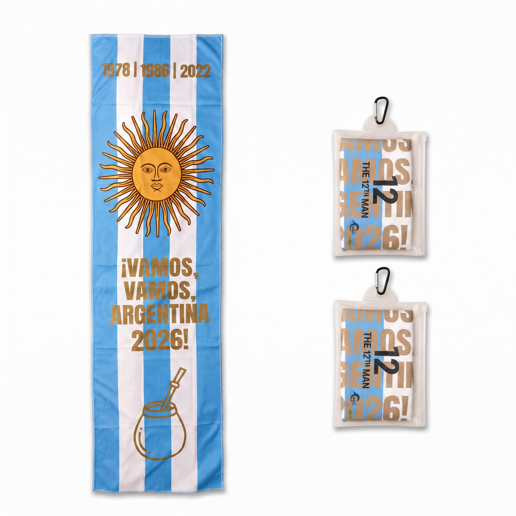 CoolChill Soccer Fan Cooling Towel  Kit with EVA Pouch & Carabiner 2 pack