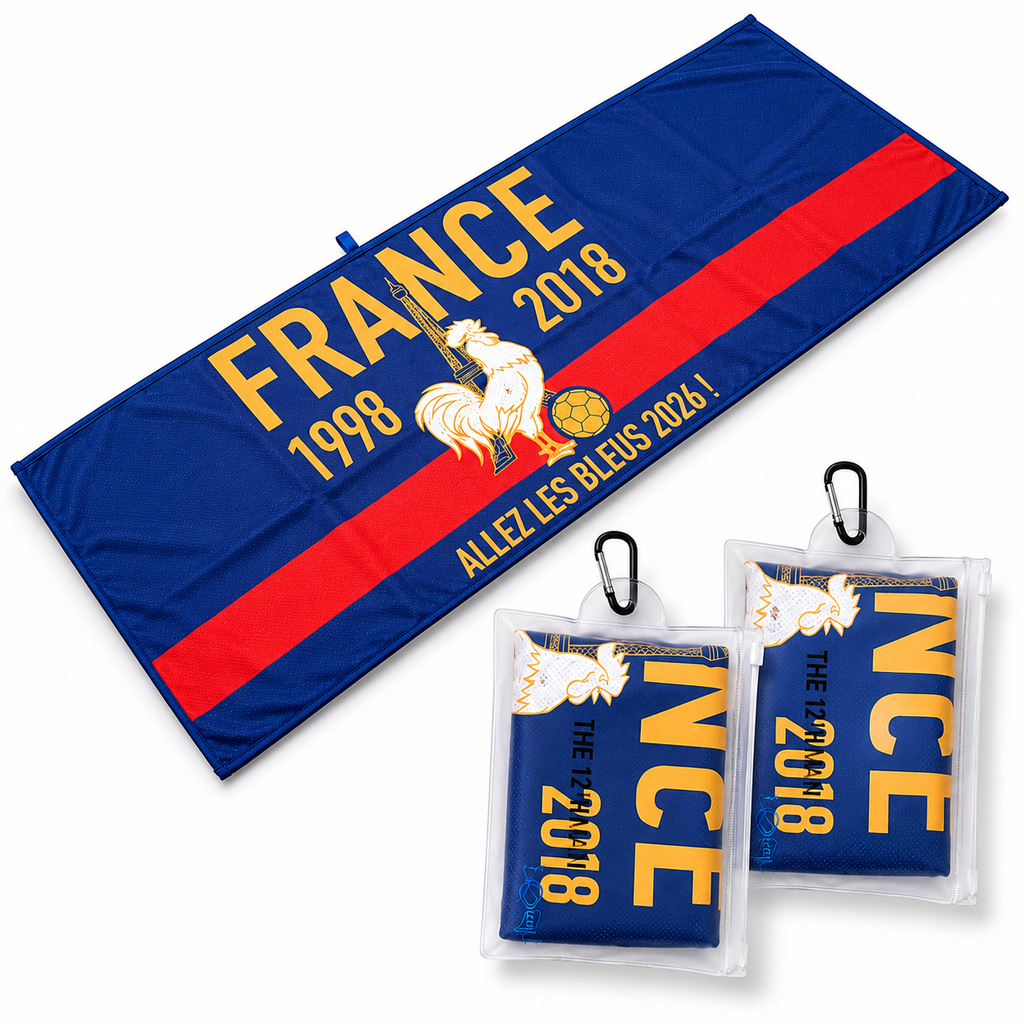 CoolChill Soccer Fan Cooling Towel  Kit with EVA Pouch & Carabiner 2 pack